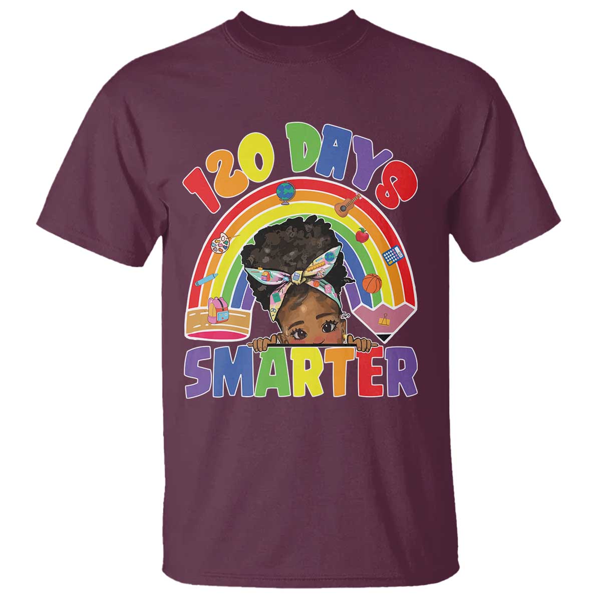 Funny 120 Days Smarter Afro African American Girl T Shirt 120th Day Of School