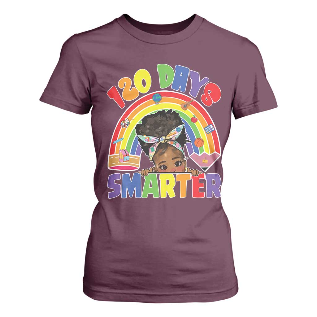 Funny 120 Days Smarter Afro African American Girl T Shirt For Women 120th Day Of School
