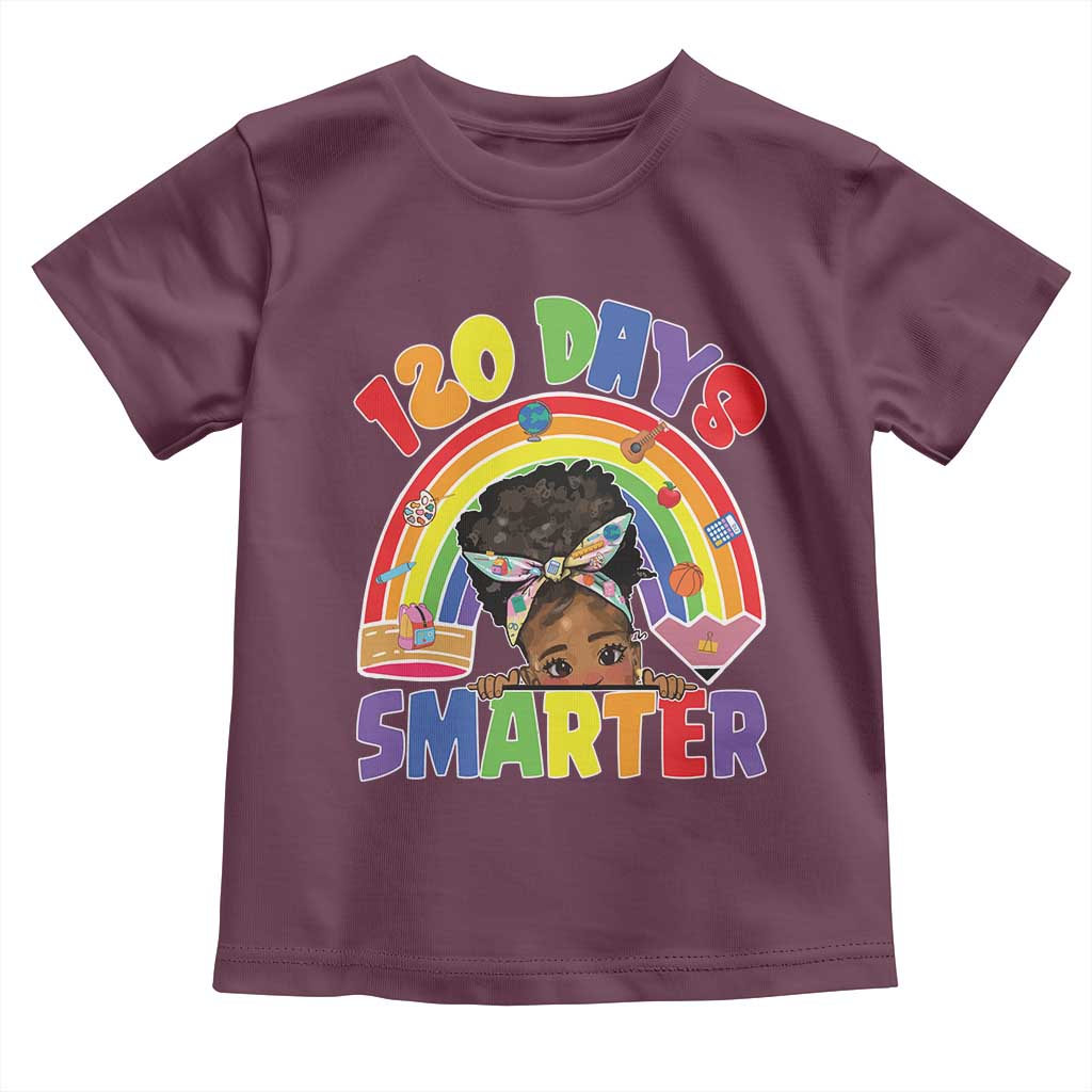 Funny 120 Days Smarter Afro African American Girl Toddler T Shirt 120th Day Of School