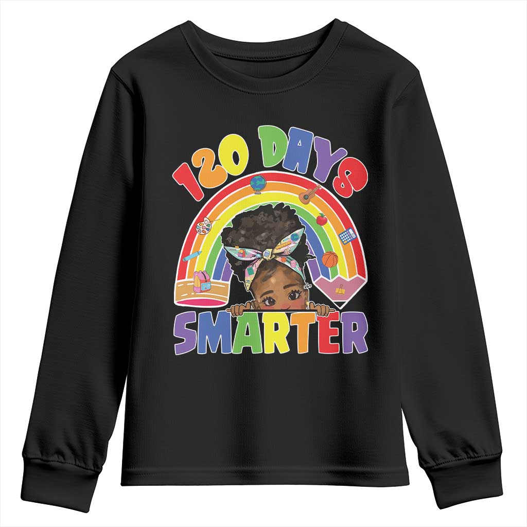 Funny 120 Days Smarter Afro African American Girl Youth Sweatshirt 120th Day Of School