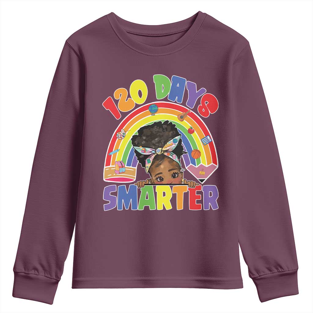 Funny 120 Days Smarter Afro African American Girl Youth Sweatshirt 120th Day Of School