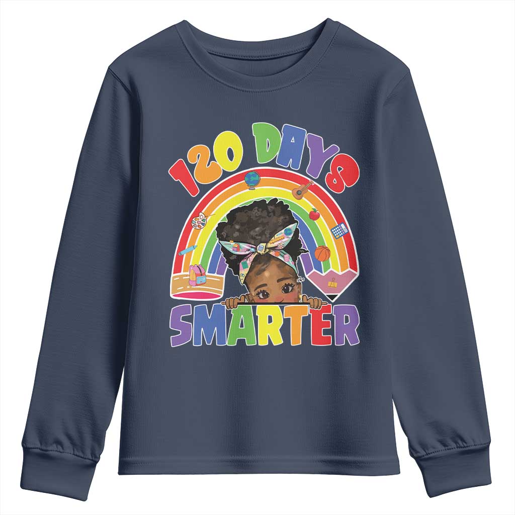 Funny 120 Days Smarter Afro African American Girl Youth Sweatshirt 120th Day Of School