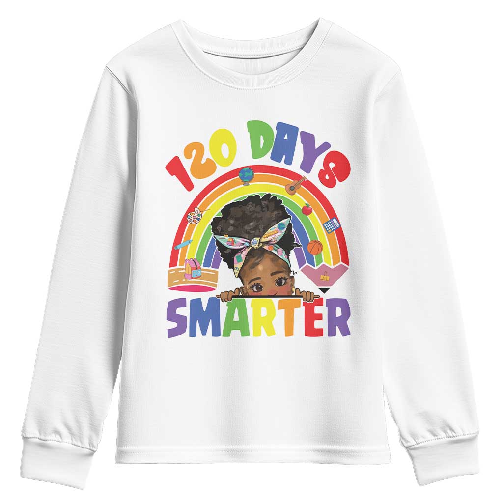 Funny 120 Days Smarter Afro African American Girl Youth Sweatshirt 120th Day Of School