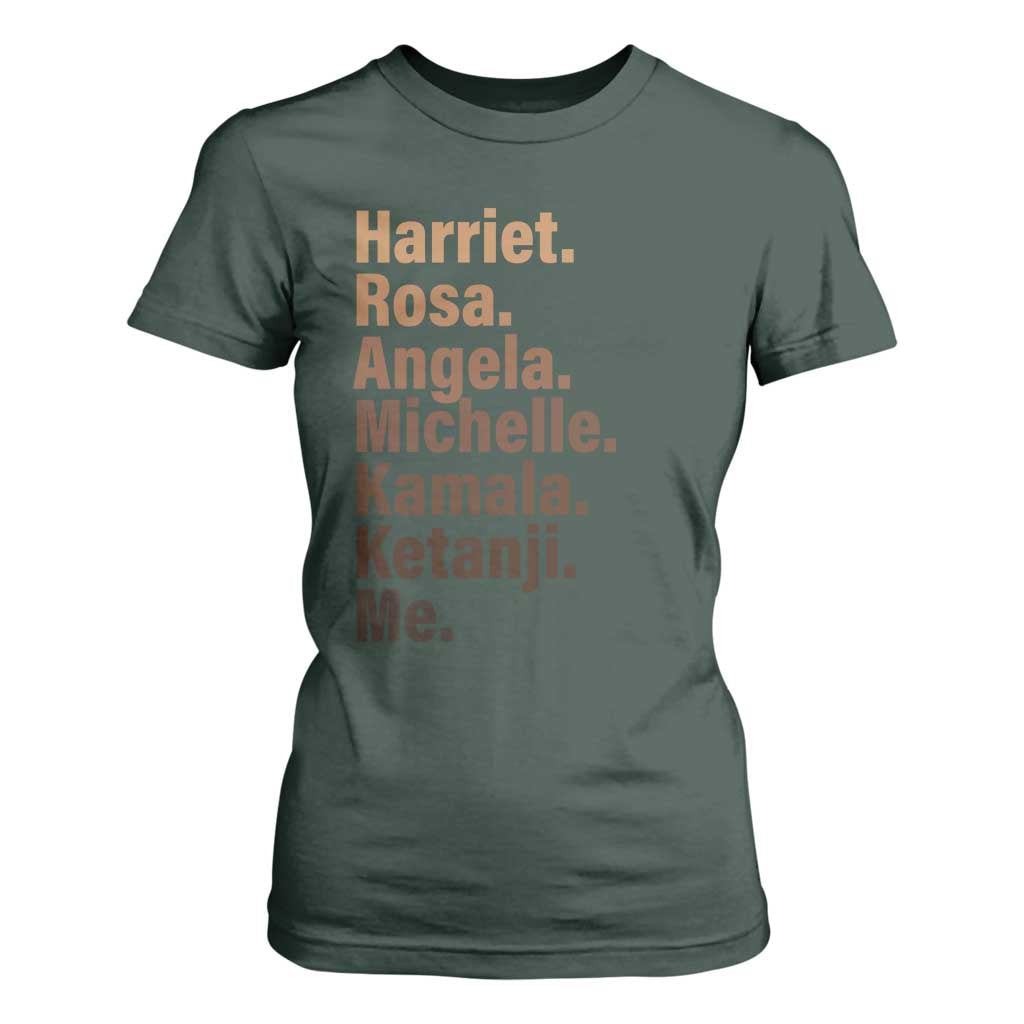 Melanin Black Pride T Shirt For Women Harriet Rosa Angela Michelle Kamala Ketanji Me Black Leaders