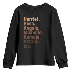 Melanin Black Pride Youth Sweatshirt Harriet Rosa Angela Michelle Kamala Ketanji Me Black Leaders