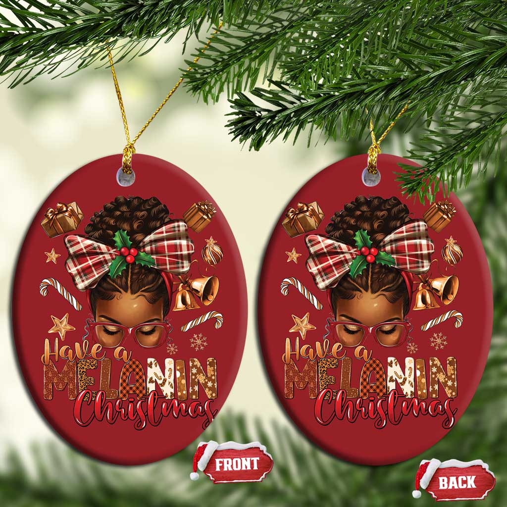 Have A Melanin Xmas African American Girl Christmas Ornament