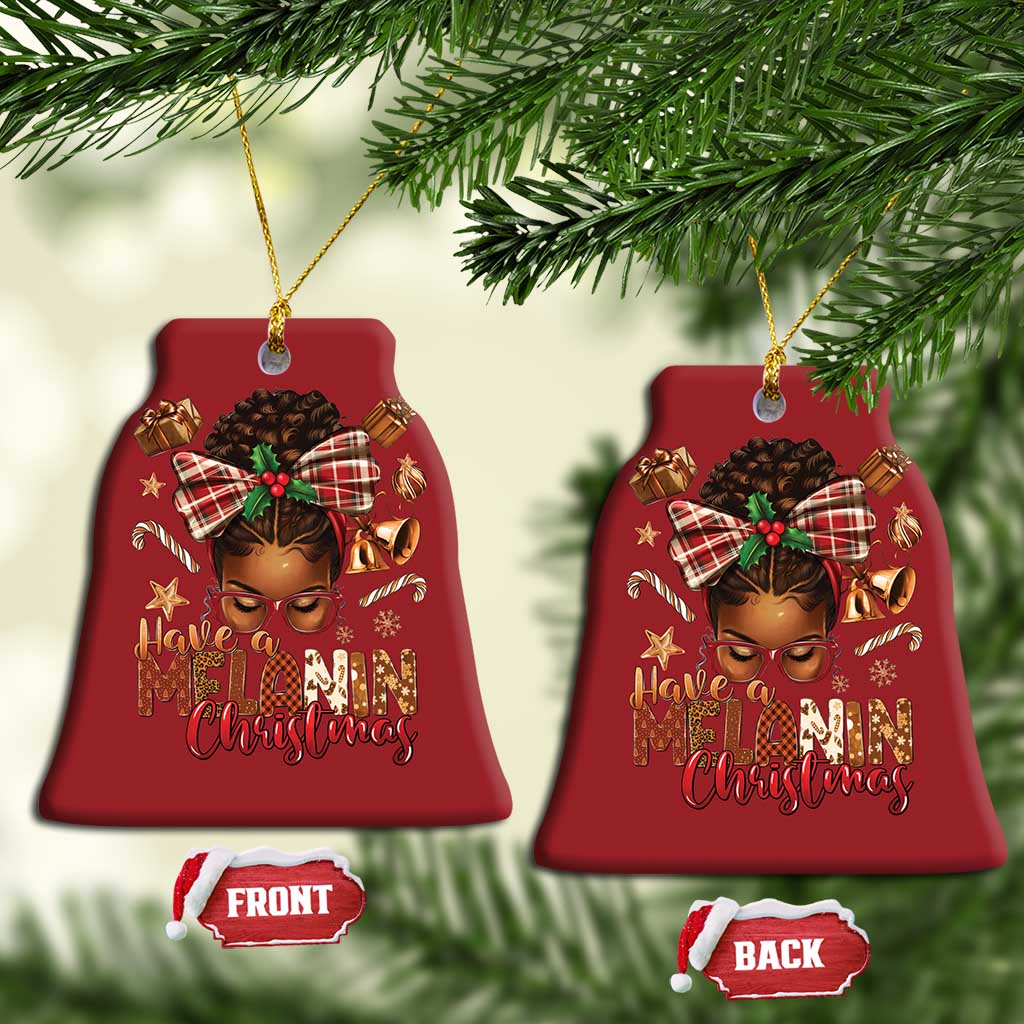 Have A Melanin Xmas African American Girl Christmas Ornament