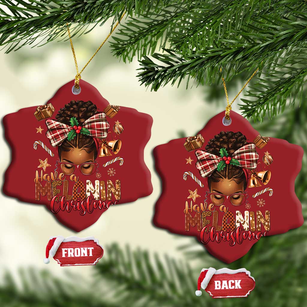Have A Melanin Xmas African American Girl Christmas Ornament