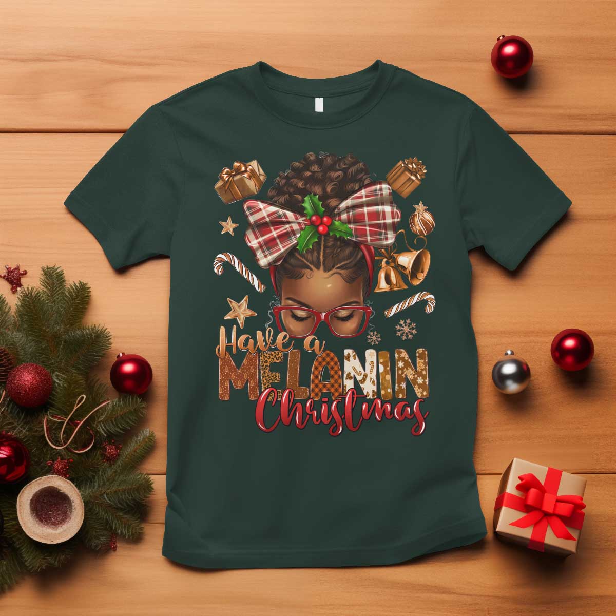 Have A Melanin Christmas African American Girl T Shirt