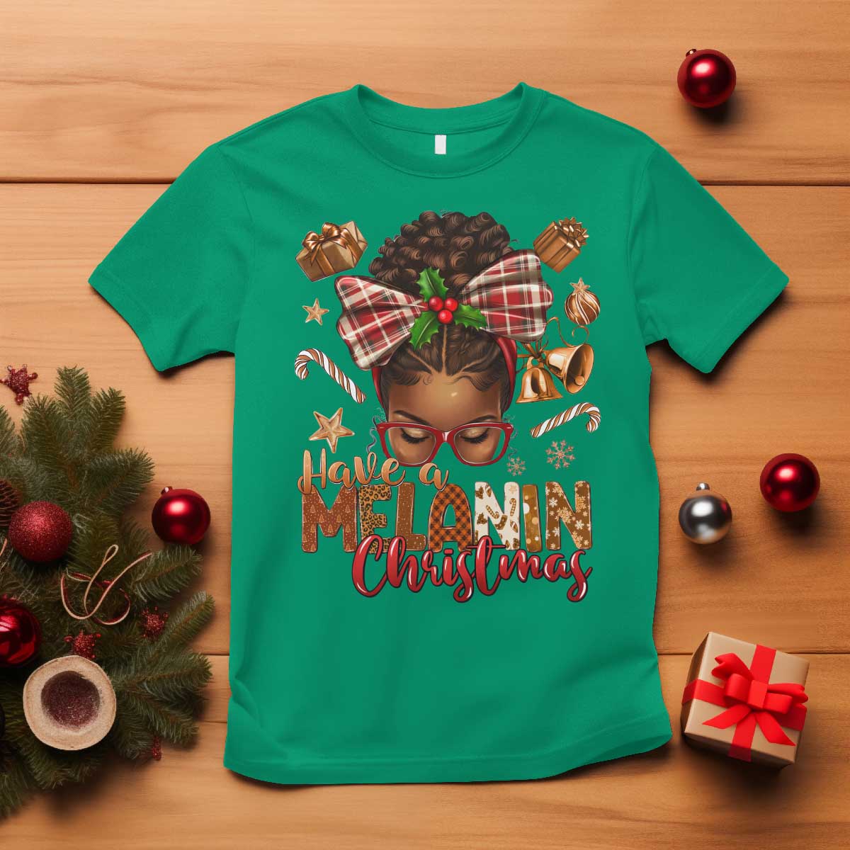Have A Melanin Christmas African American Girl T Shirt