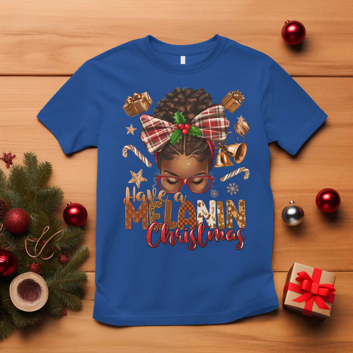 Have A Melanin Christmas African American Girl T Shirt