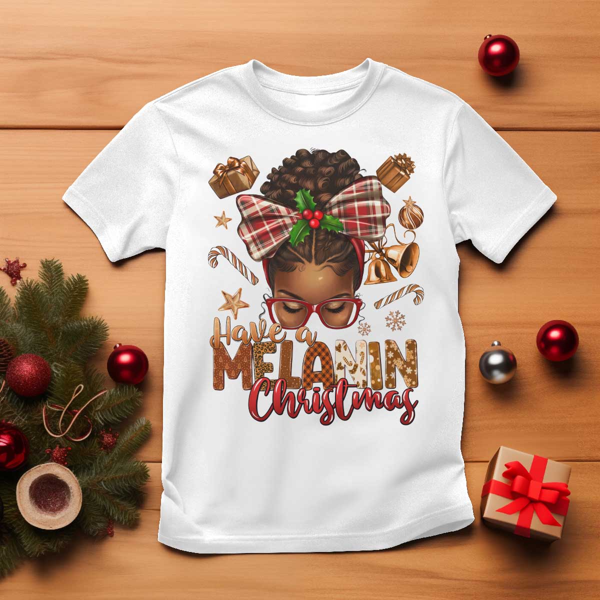 Have A Melanin Christmas African American Girl T Shirt