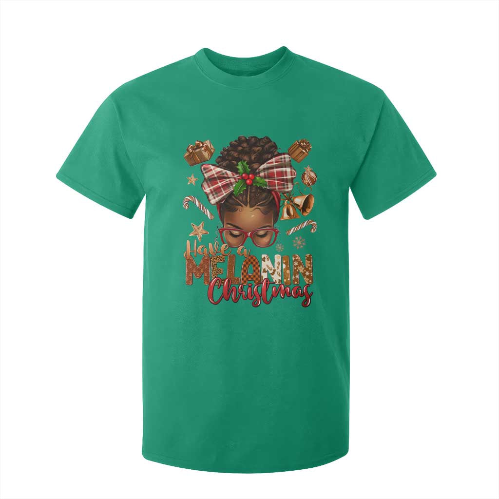 Have A Melanin Christmas African American Girl T Shirt For Kid