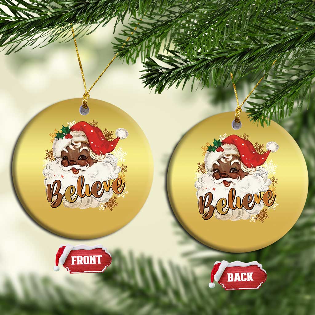 Funny Xmas Black Santa Christmas Ornament Believe Retro African American Christmas