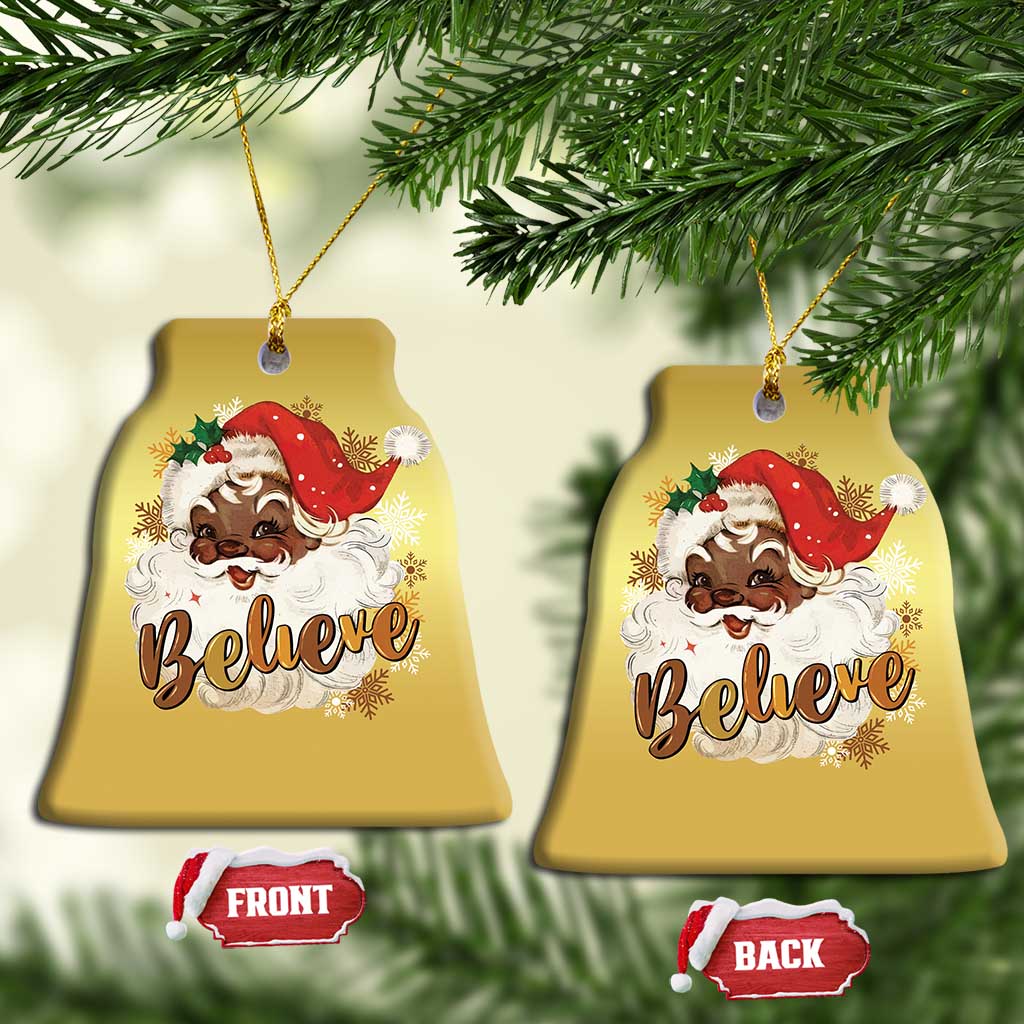 Funny Xmas Black Santa Christmas Ornament Believe Retro African American Christmas