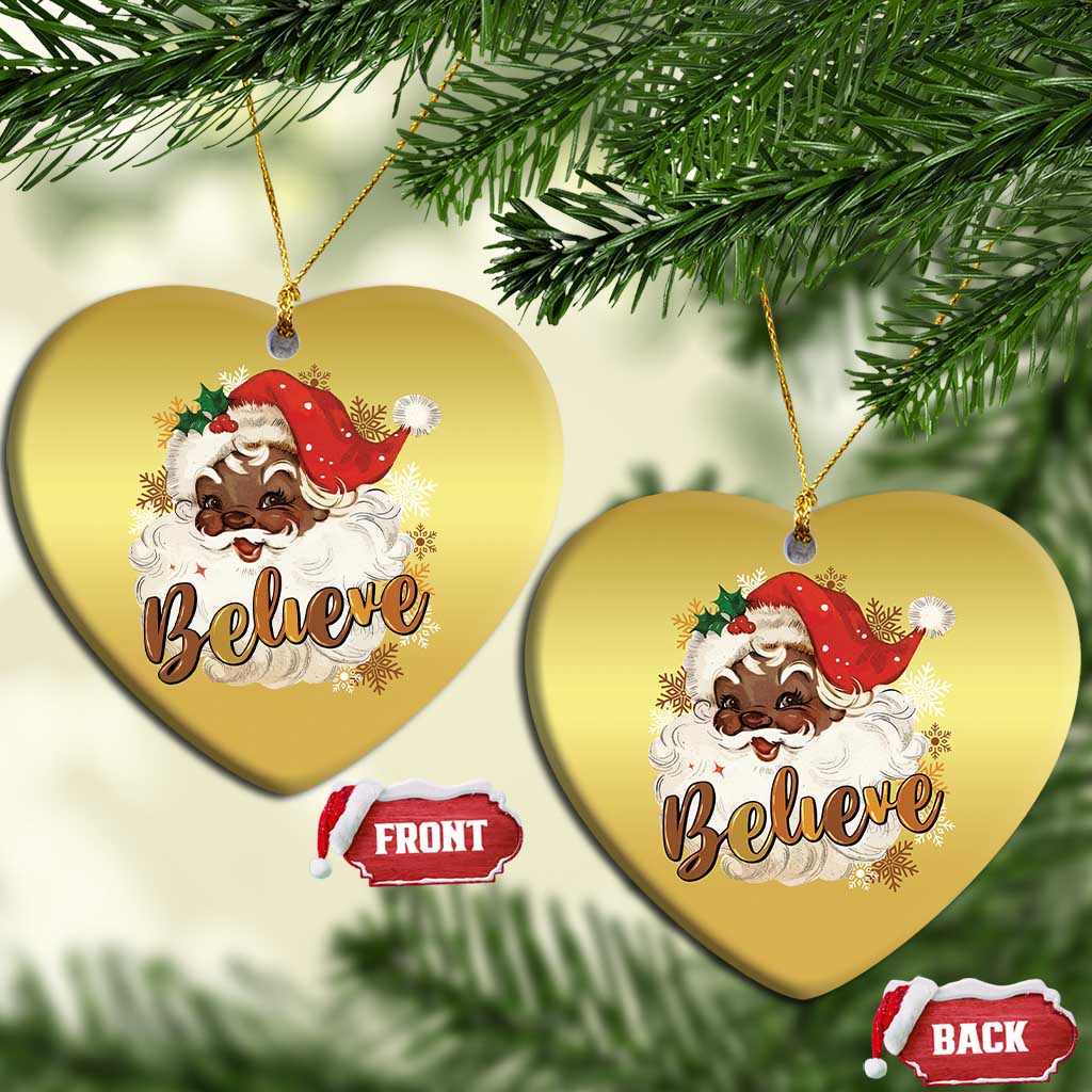 Funny Xmas Black Santa Christmas Ornament Believe Retro African American Christmas