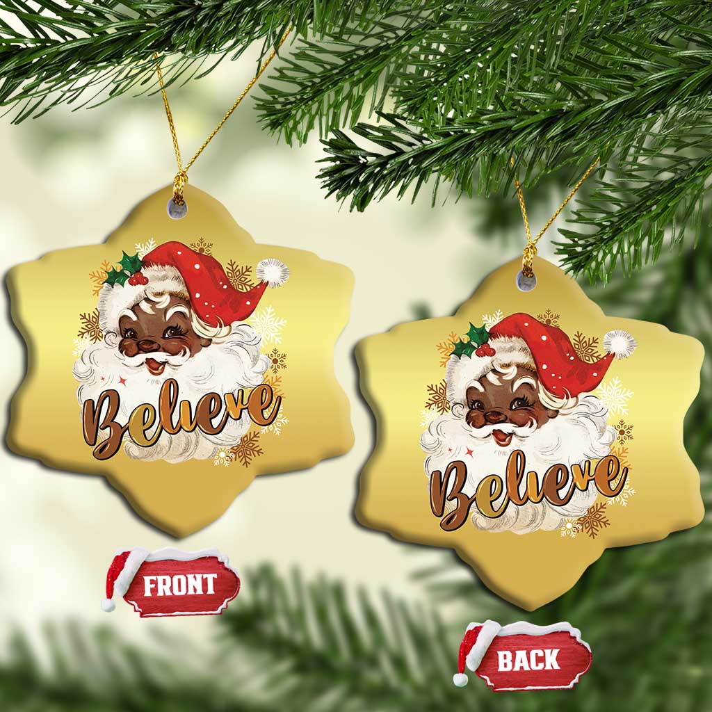 Funny Xmas Black Santa Christmas Ornament Believe Retro African American Christmas