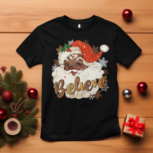 Funny Black Santa Christmas T Shirt Believe Retro African American Xmas