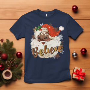 Funny Black Santa Christmas T Shirt Believe Retro African American Xmas