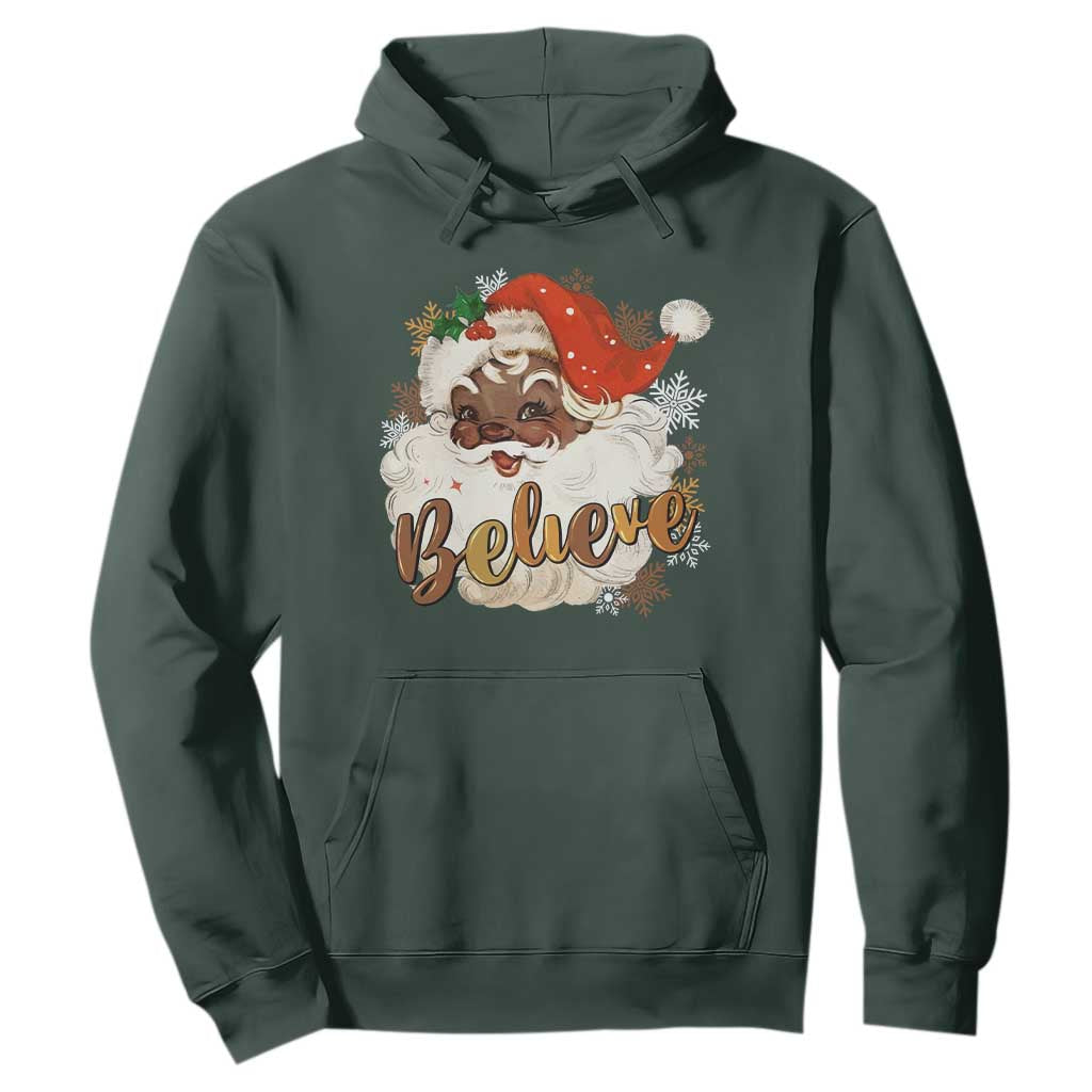 Funny Black Santa Christmas Hoodie Believe Retro African American Xmas