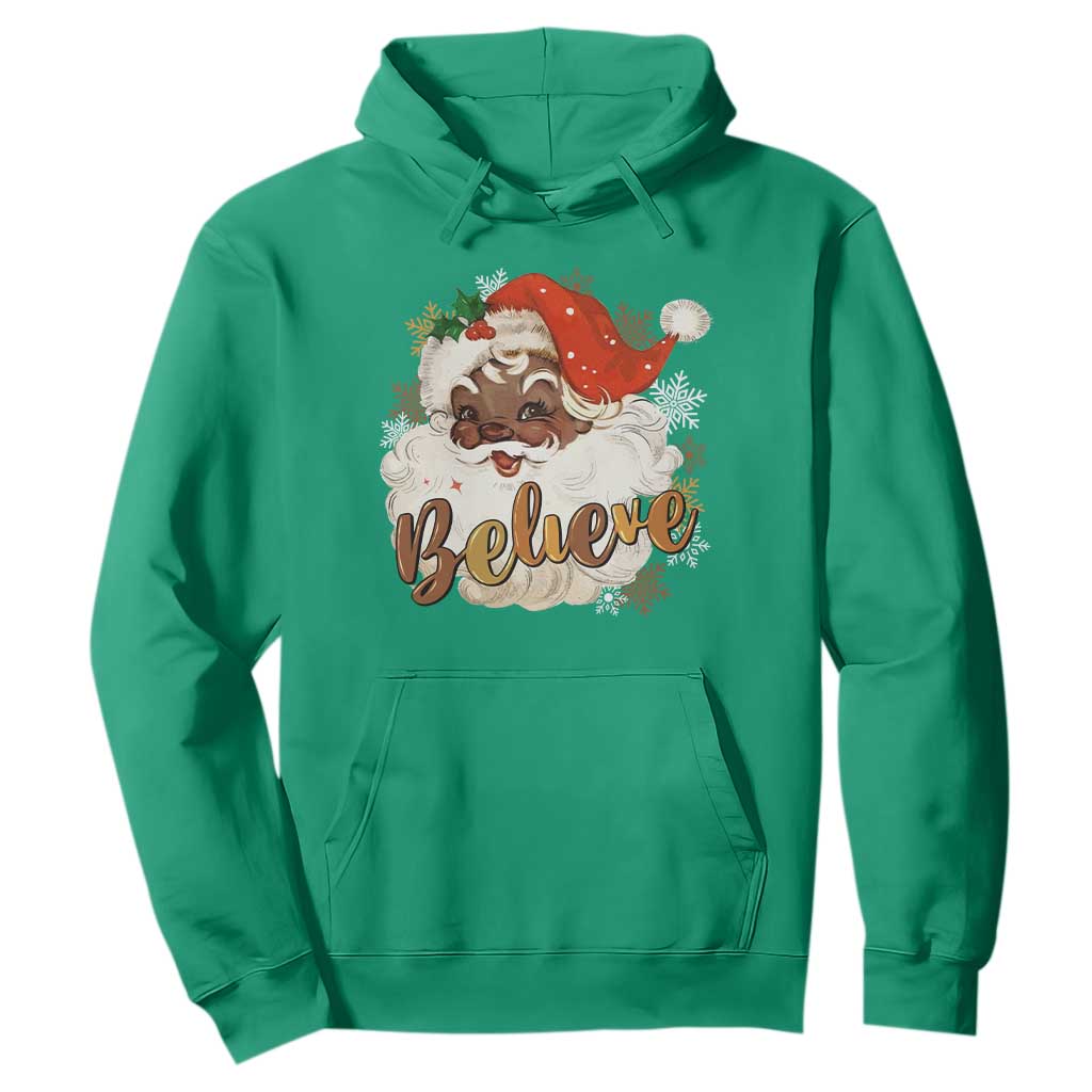 Funny Black Santa Christmas Hoodie Believe Retro African American Xmas