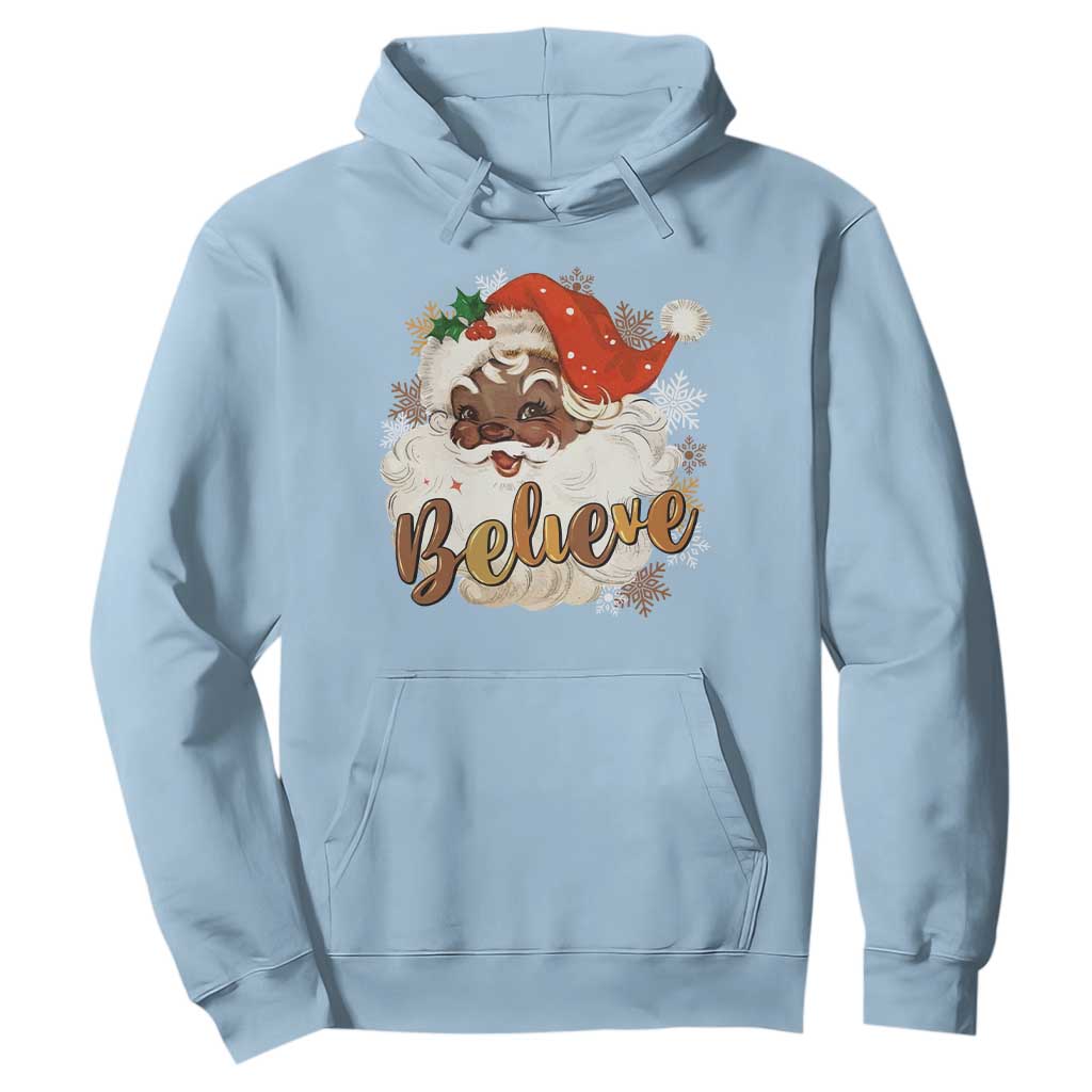 Funny Black Santa Christmas Hoodie Believe Retro African American Xmas