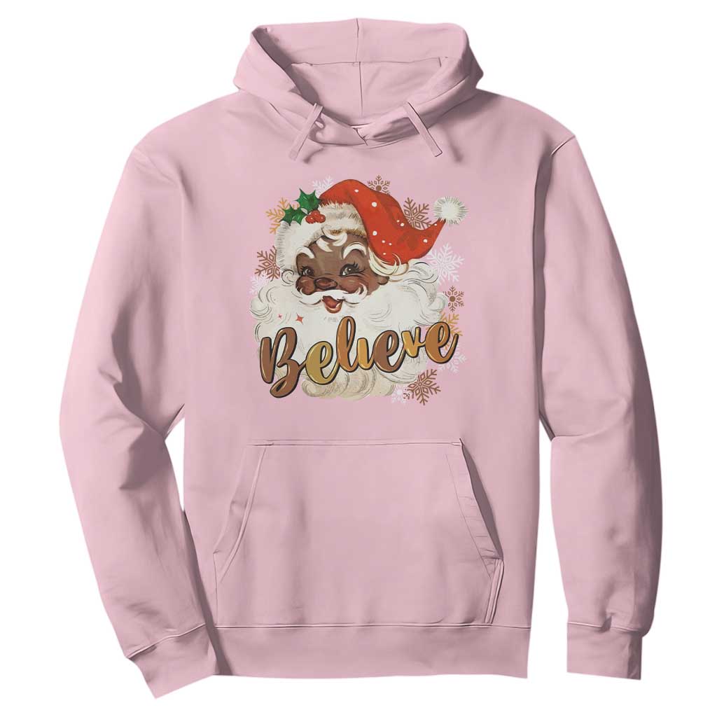 Funny Black Santa Christmas Hoodie Believe Retro African American Xmas