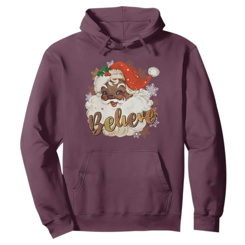 Funny Black Santa Christmas Hoodie Believe Retro African American Xmas