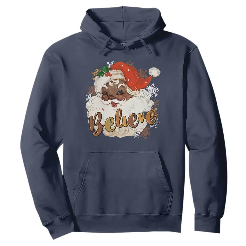 Funny Black Santa Christmas Hoodie Believe Retro African American Xmas