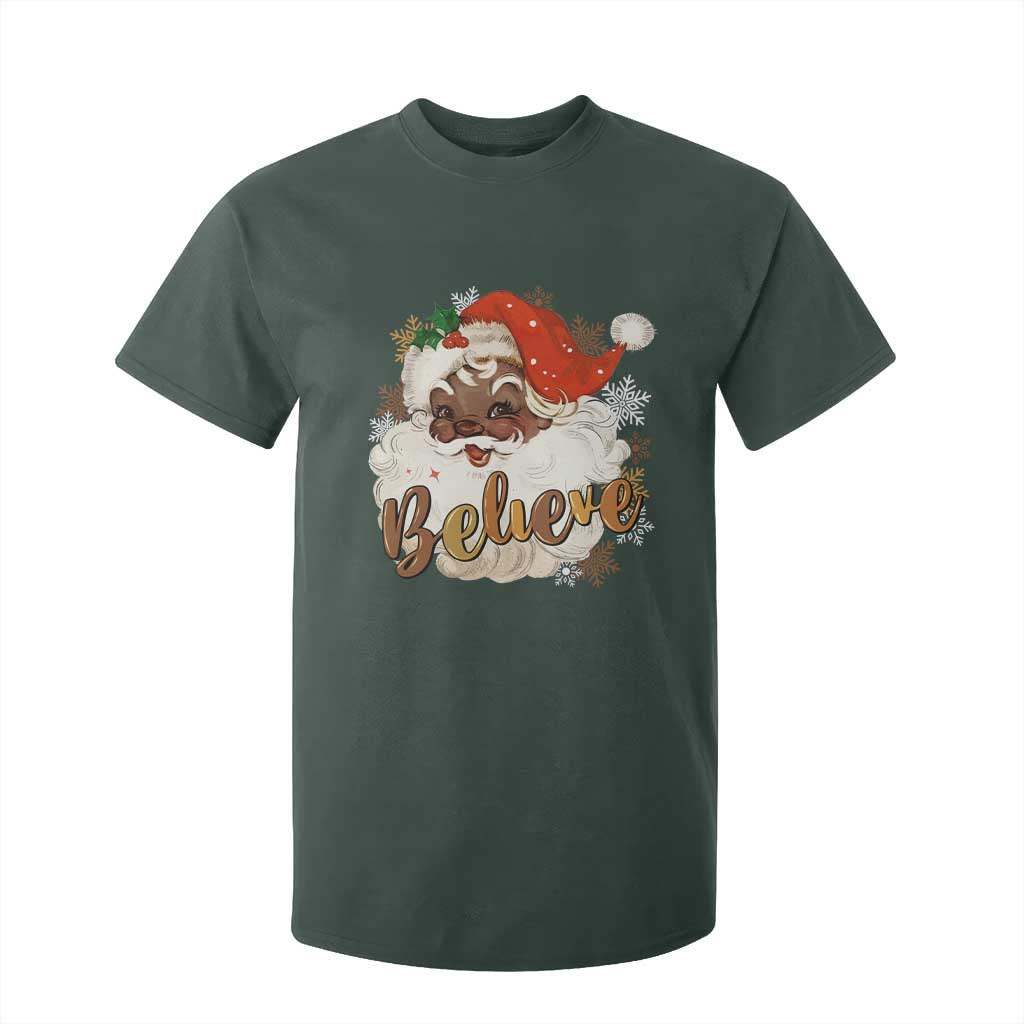 Funny Black Santa Christmas T Shirt For Kid Believe Retro African American Xmas