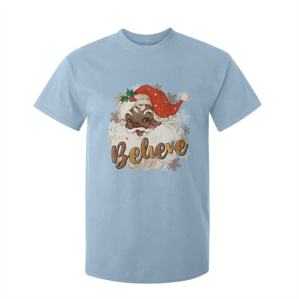 Funny Black Santa Christmas T Shirt For Kid Believe Retro African American Xmas