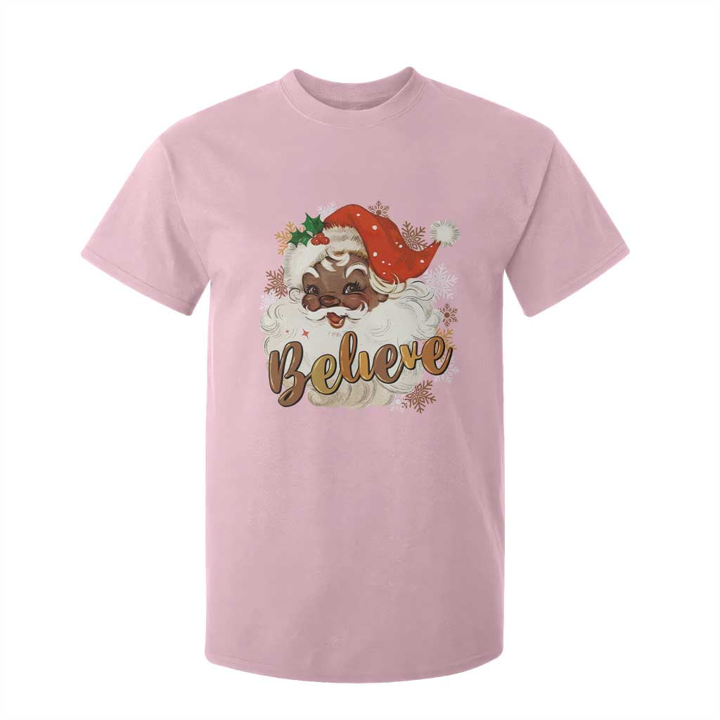 Funny Black Santa Christmas T Shirt For Kid Believe Retro African American Xmas