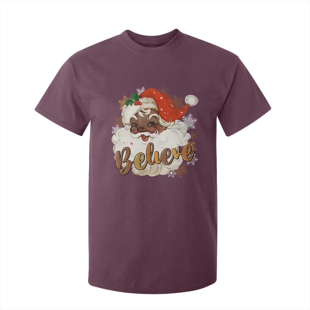 Funny Black Santa Christmas T Shirt For Kid Believe Retro African American Xmas