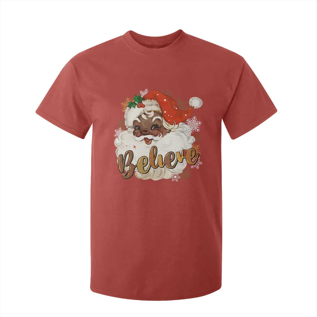Funny Black Santa Christmas T Shirt For Kid Believe Retro African American Xmas