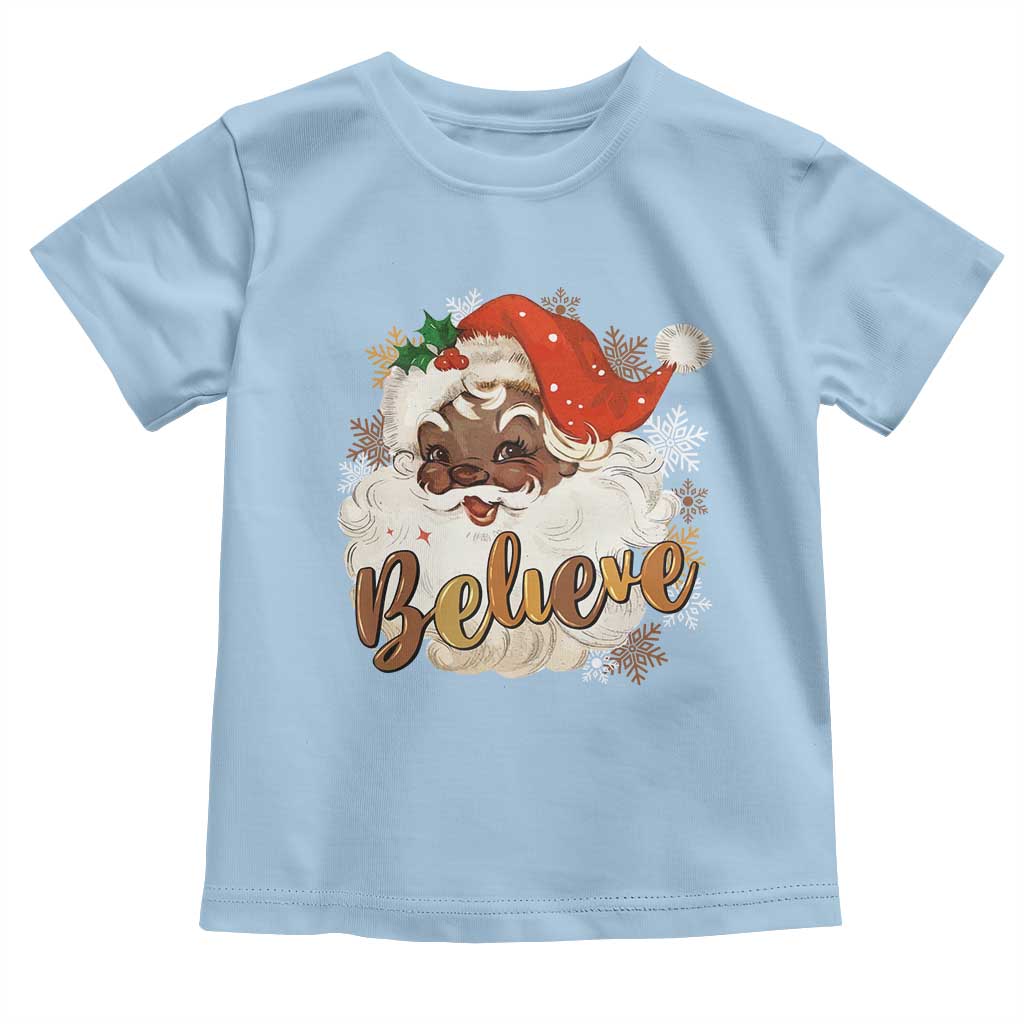 Funny Black Santa Christmas Toddler T Shirt Believe Retro African American Xmas