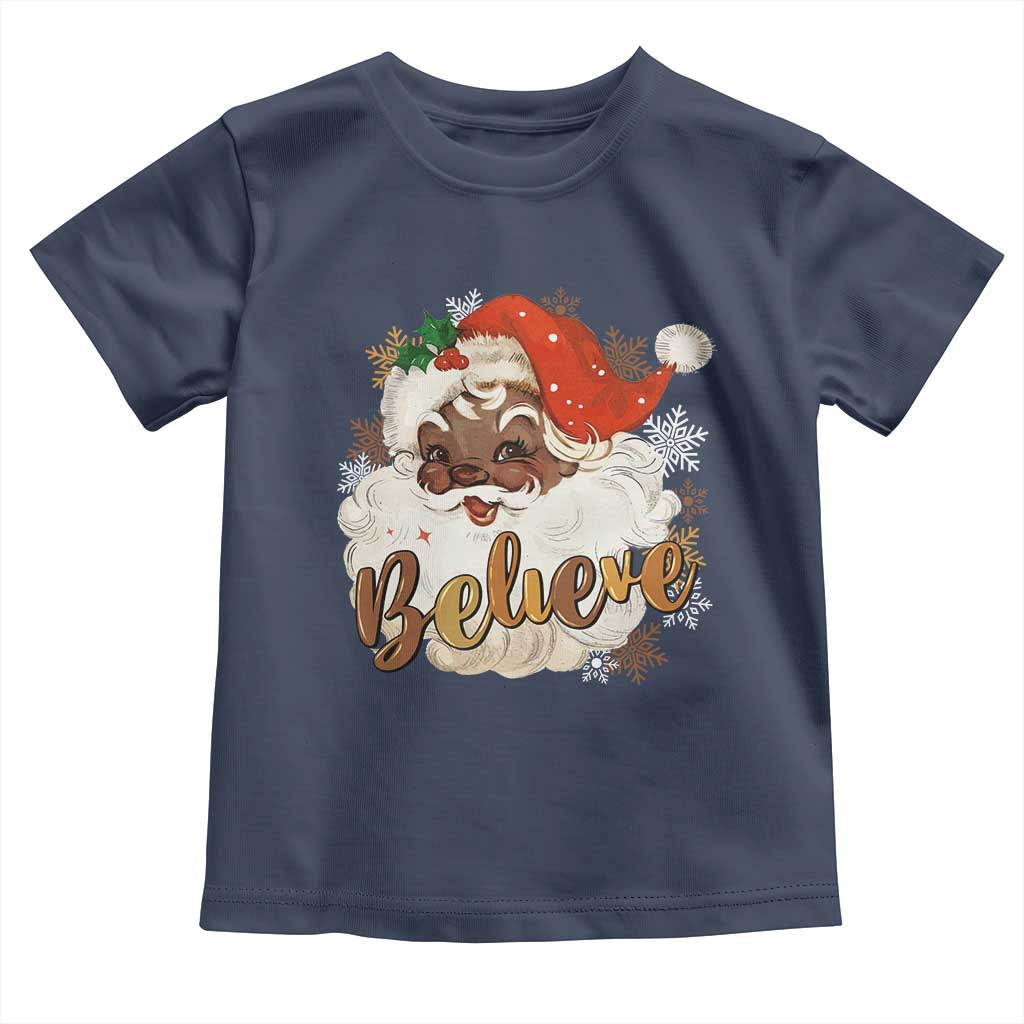 Funny Black Santa Christmas Toddler T Shirt Believe Retro African American Xmas