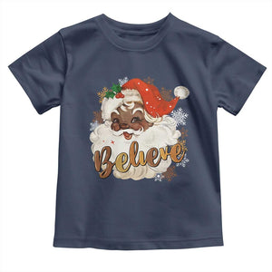 Funny Black Santa Christmas Toddler T Shirt Believe Retro African American Xmas