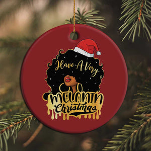 Have A Melanin Xmas African American Santa Girl Christmas Ornament