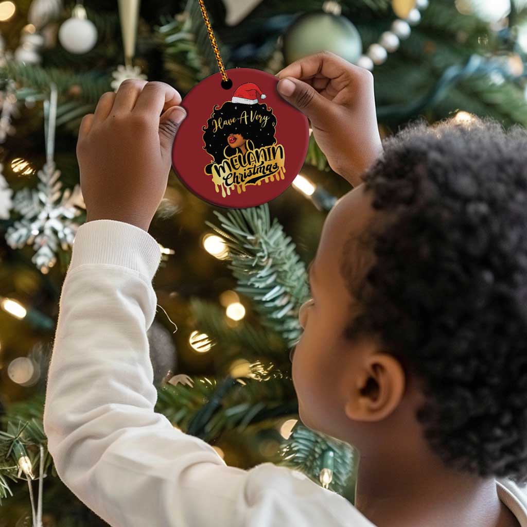 Have A Melanin Xmas African American Santa Girl Christmas Ornament