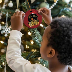 Have A Melanin Xmas African American Santa Girl Christmas Ornament