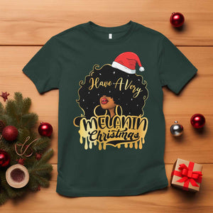 Have A Melanin Christmas African American Santa Girl T Shirt