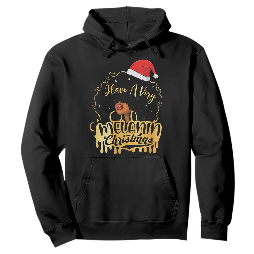 Have A Melanin Christmas African American Santa Girl Hoodie