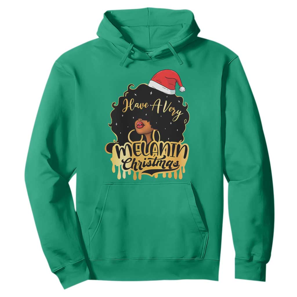 Have A Melanin Christmas African American Santa Girl Hoodie