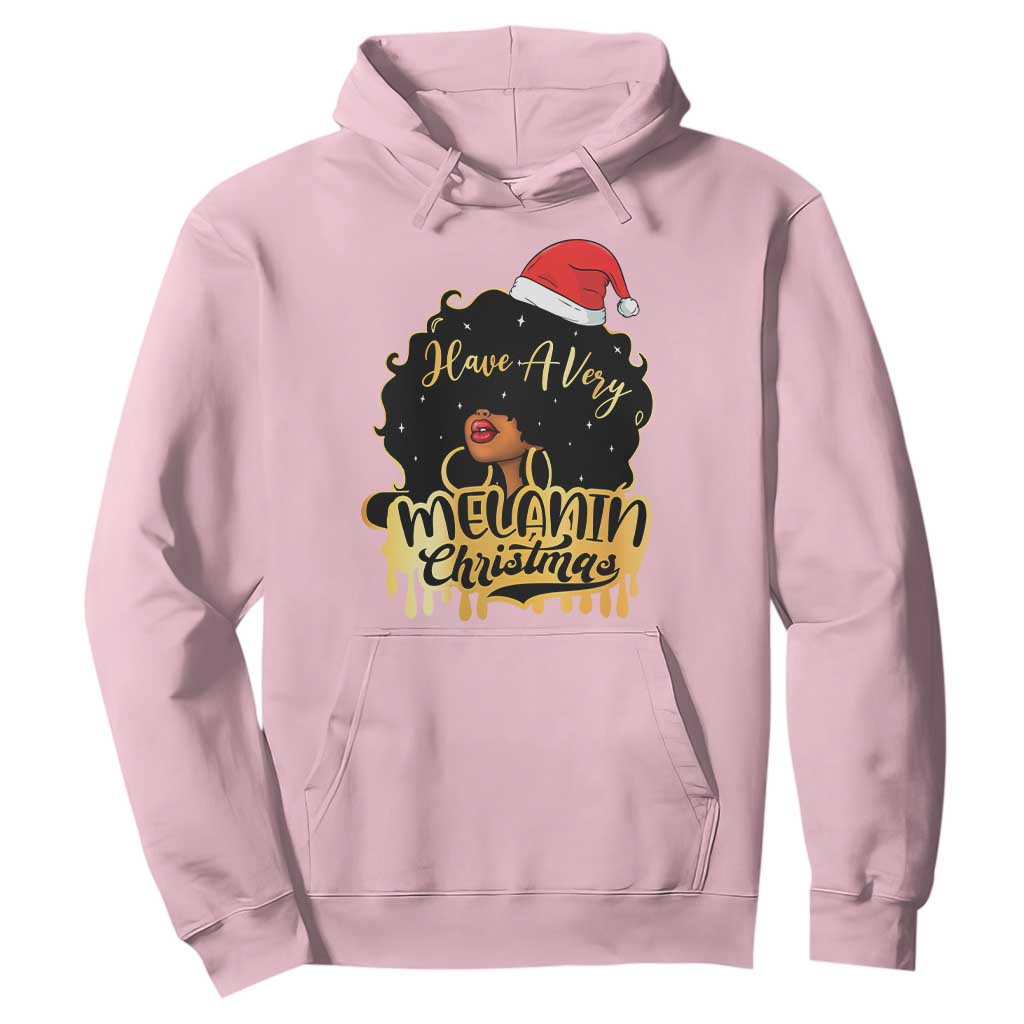 Have A Melanin Christmas African American Santa Girl Hoodie