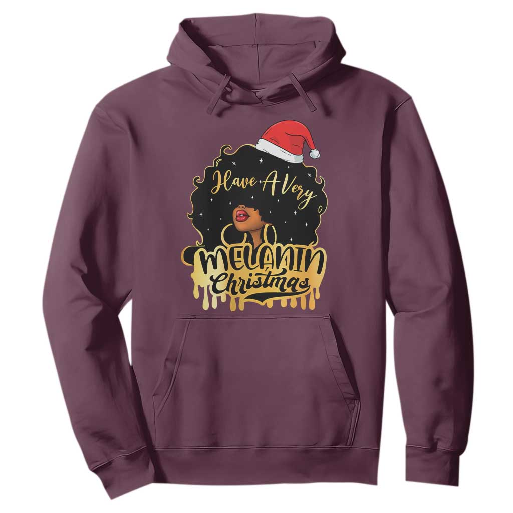 Have A Melanin Christmas African American Santa Girl Hoodie