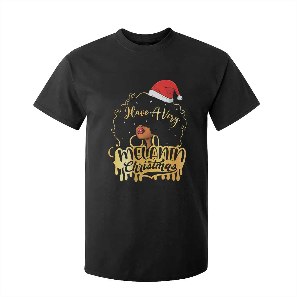 Have A Melanin Christmas African American Santa Girl T Shirt For Kid