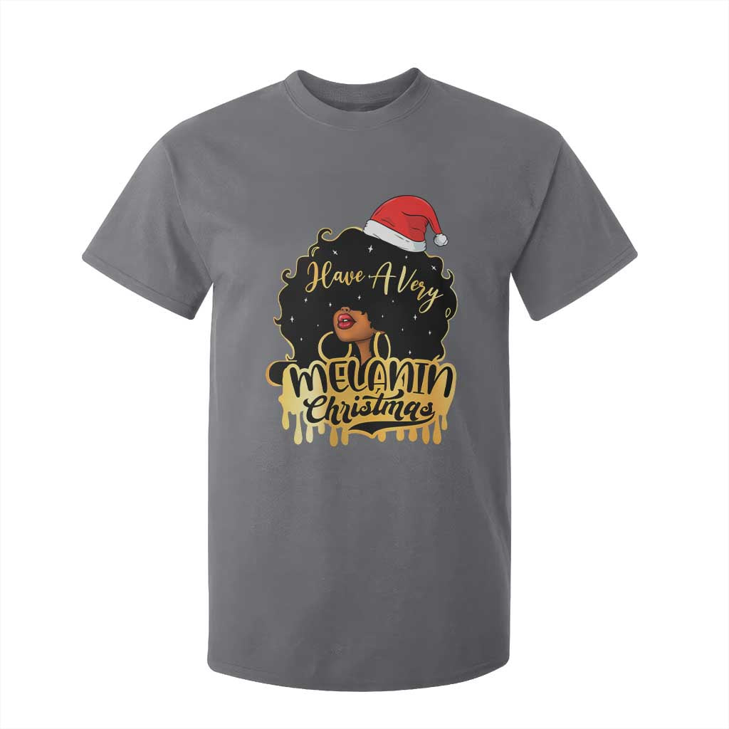 Have A Melanin Christmas African American Santa Girl T Shirt For Kid