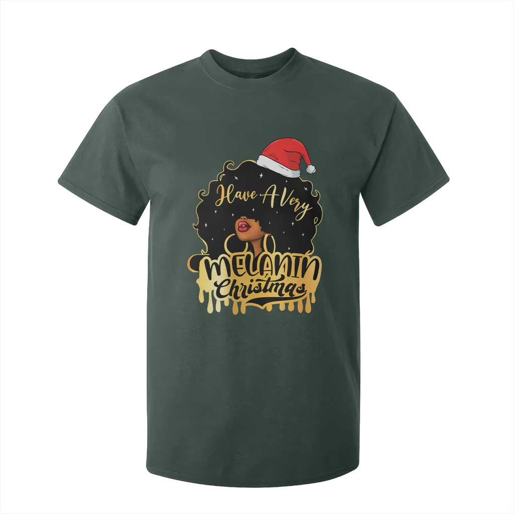 Have A Melanin Christmas African American Santa Girl T Shirt For Kid