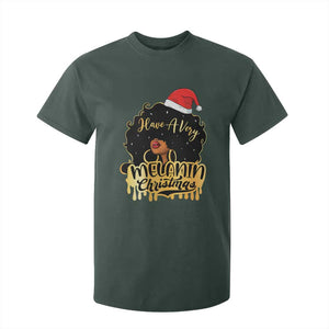 Have A Melanin Christmas African American Santa Girl T Shirt For Kid
