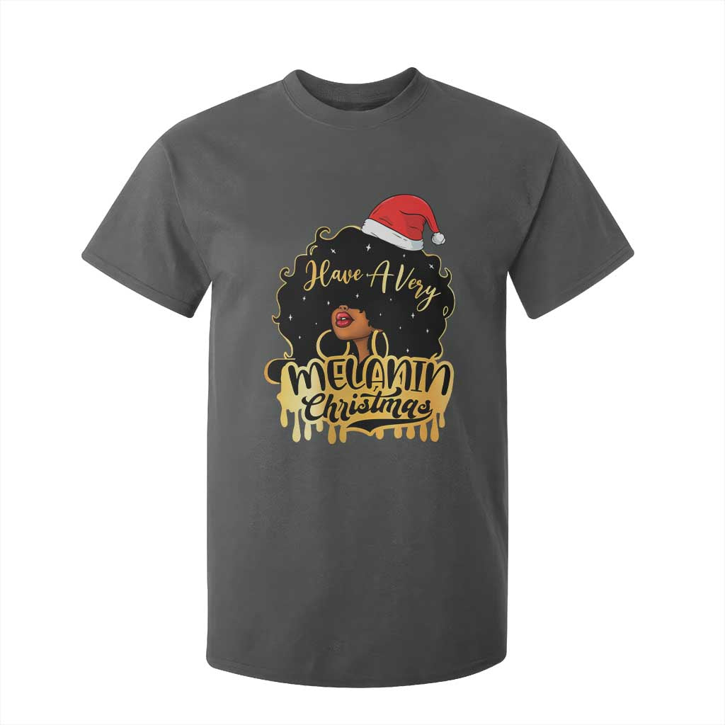 Have A Melanin Christmas African American Santa Girl T Shirt For Kid